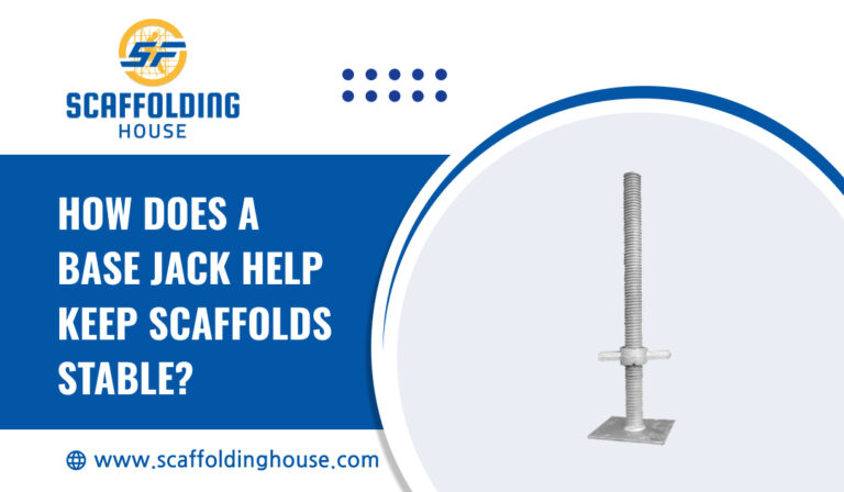 How does a base jack help keep scaffolds stable?